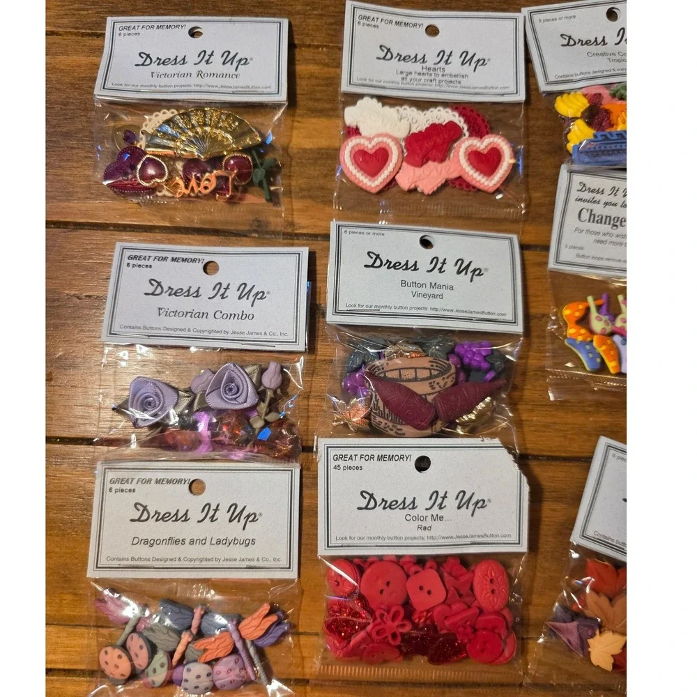 Dress It Up Novelty Buttons Multi Theme Craft Embellishments Lot 10 Packs